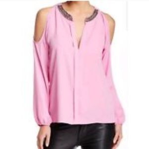Socialite Large Open Shoulder Pink Beaded Top